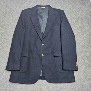 Savile Row Men's 46XL Blazer Sport Coat Solid Navy Jacket Wool‎ Gold Button